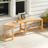 Tangkula Patio Curved Bench Solid Wood Fire Pit Bench