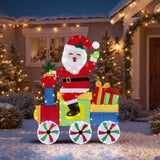 Tangkula Lighted Santa on Train Christmas Decoration with LED Lights