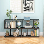 2 Tier Geometric Bookshelf, Freestanding Wood Display Shelf - Tangkula