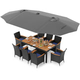 Tangkula 11 Pieces Patio Dining Set with Double-Sided Led Patio Umbrella (Base Included)
