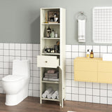 Tangkula 67" Tall Bathroom Cabinet Narrow Floor Cabinet w/Fluted Door