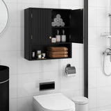 Tangkula Fluted Bathroom Wall Cabinet Modern Double Door Medicine Cabinet