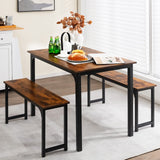 Tangkula 3-Piece Dining Table Set with Bench