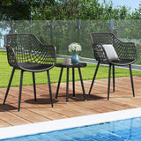Tangkula 3 Piece Patio Bistro Set, All Weather Heavy Duty Table and Chairs Set of 2 with Widen Seats