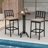Tangkula Patio Bar Chairs, Heavy-Duty Metal Frame Bar Stools w/Backrest, Indoor Outdoor Barstools