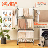 Tangkula 4-Tier Clothes Drying Rack, Collapsible Laundry Rack Stand with 2 Hanger Holders