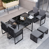 Tangkula 9 Pieces Patio Dining Set with PE Rattan Chairs