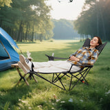 Tangkula 2 in 1 Reclining Camping Chair with Removable Footrest