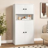Tangkula 44” Tall Bookshelf with Doors 5-Tier Floor Standing with 2 Cabinets & Compartment