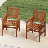 Tangkula Patio Chairs Set of 2/4 Outdoor Solid Wood Chairs with Slatted Seat and Inclined Backrest