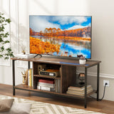 Tangkula TV Stand with Power Outlets, for TVs up to 50 Inch, Industrial TV Console Table