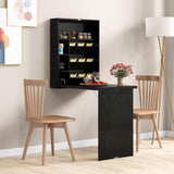 Tangkula Foldable Wall Mounted Desk, Floating Desk with Storage Shelves & Hooks