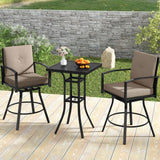 Tangkula 3 Pieces Patio Swivel Bar Set