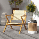 Tangkula Teak Wood Outdoor Dining Chair for Living Room