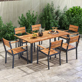 Tangkula Acacia Wood Patio Chairs Set of 6