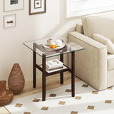 Tangkula Square Glass Side Table