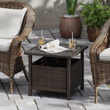 Tangkula Outdoor Side Table with 1.93" Umbrella Hole