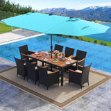 Tangkula 11 Pieces Patio Dining Set with Double-Sided Led Patio Umbrella (Base Included)