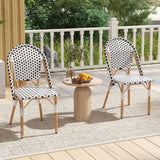 Tangkula French Bistro Chair Set, Outdoor Armless Dining Chairs with Hand-Woven Rattan
