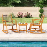 Tangkula 3 Piece  Acacia Wood Rocker Bistro Set