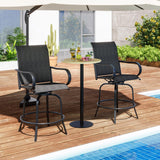Tangkula Outdoor Swivel Bar Stools, Bar Height Tall Patio Chairs with Armrests & High Back