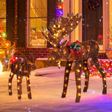 Tangkula 2-Piece Lighted Christmas Moose Family Set, Light-Up Reindeers with 170 Warm White LED Lights