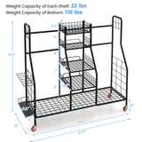 Tangkula Golf Bag Storage Rack for Garage, Heavy Duty Metal Double Golf Bag Storage Rack with Removable Golf Club Stand