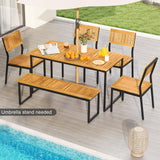 Tangkula 6 Pieces Outdoor Acacia Wood Dining Set