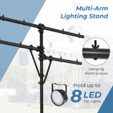 Tangkula Audio Mobile DJ Light Stand, LED Light Stand w/ Multi Arm, Height Adjustment(73”-138”)