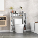 Tangkula Over The Toilet Storage Cabinet, Freestanding Above Toilet Organizer w/ 10-Level Adjustable Shelves & Crossbar