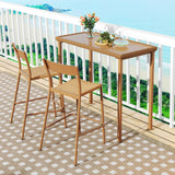 Tangkula Patio Bar Table, Heavy Duty Rectangle Metal Frame 48 Inches Outdoor Counter Height Table