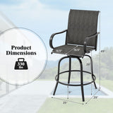 Tangkula Outdoor Swivel Bar Stools, Bar Height Tall Patio Chairs with Armrests & High Back