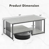 Tangkula Small Coffee Table for Small Spaces, Rectangular Cocktail Table with Storage (Retro, Gray, 43 Inch)