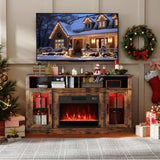 Tangkula Fireplace TV Stand for 65 Inch TV for Living Room