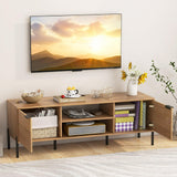 Tangkula 2-Door TV Stand with Charging Station for TVs up to 65”