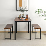 Tangkula 3-Piece Dining Table Set with Bench