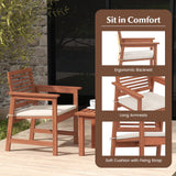 Tangkula 3-Piece Patio Furniture Set, Outdoor Bistro Set w/2 Seat Cushions, Coffee Table