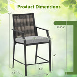 Tangkula Patio Bar Stools(w/Armrest)