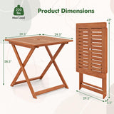 Tangkula Solid Wood Folding Bistro Table with Teak Painting