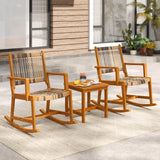 Tangkula 3 Piece  Acacia Wood Rocker Bistro Set