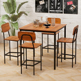 Tangkula Dining Table Set for 4, Vintage Counter-Height Dining Table & 4 Bar Chairs