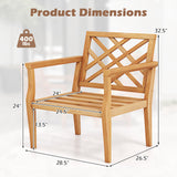 Tangkula Patio Dinning Chair, Teak Wood Armchair with Cozy Backrest and Armrests