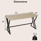 Tangkula 59" Computer Desk with Heavy-Duty Metal Frame & Crossbar