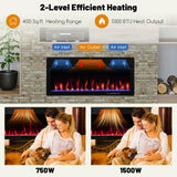 Tangkula 40 Inch Linear Electric Fireplace, Recessed & Wall-Mounted Fireplace Heater with Multi-Color Flame
