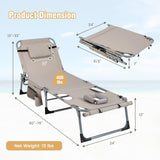 Tangkula Tanning Chair, Outdoor Folding Beach Lounge Chair with Face Hole