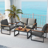 Tangkula 4/8 Piece Patio Aluminum Furniture Set(Gray)