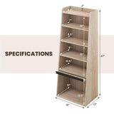 Tangkula 6 Tier Bookcase, Modern Bookshelf w/ 2 Adjustable Shelves & Flip-up Door, Wood Storage Cabinet with 5 Open Shelves