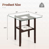 Tangkula Square Glass Side Table