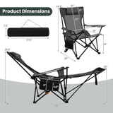 Tangkula 2 in 1 Reclining Camping Chair with Removable Footrest