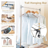 Tangkula Foldable Clothes Drying Rack, 2-Tier Laundry Drying Rack w/Tall Hanging Bar